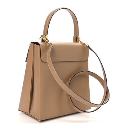 Salvatore Ferragamo Hammered Calfskin Small Iconic Top Handle Bag Camel 3 of 9