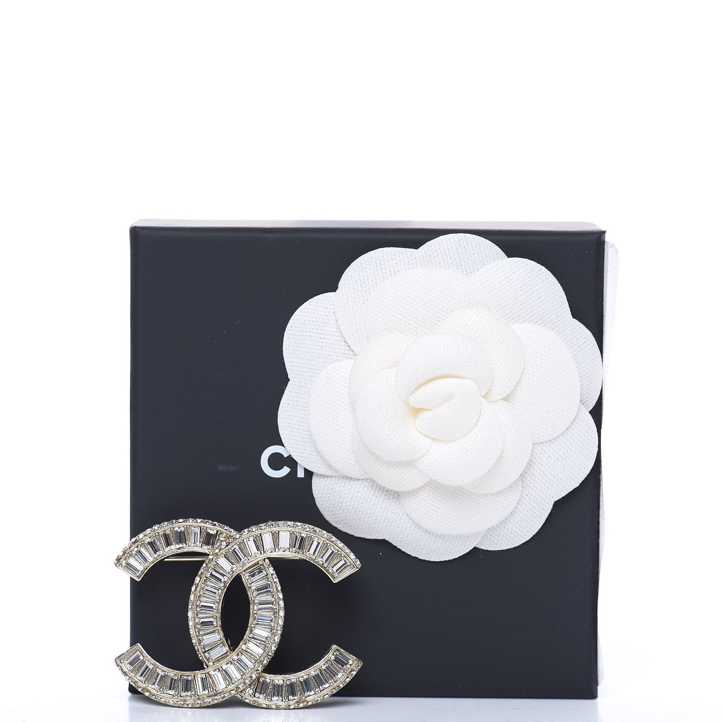Baguette Crystal CC Brooch Gold