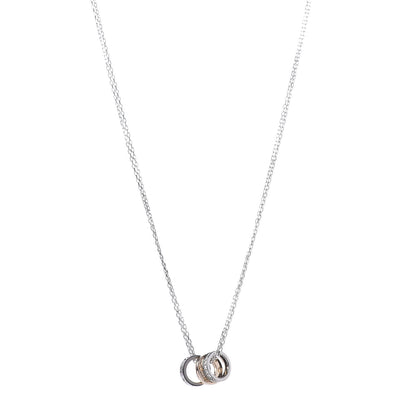 Cartier 18K White Pink Gold Diamond Three Ring LOVE Pendant Necklace 1 of 5