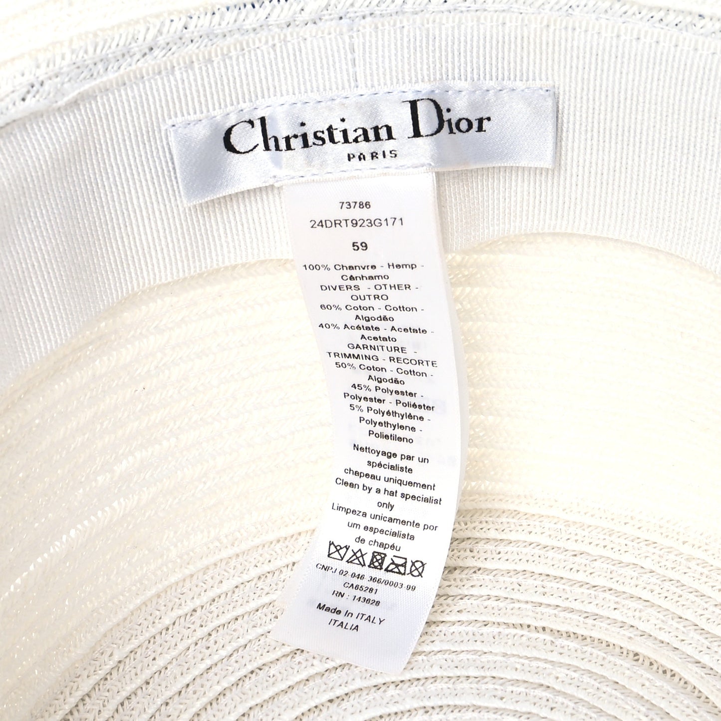 Straw Bucket Hat 59 White Blue