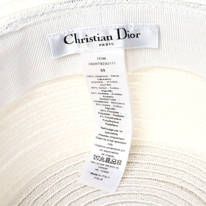 Christian Dior Straw Bucket Hat 59 White Blue 7 of 7