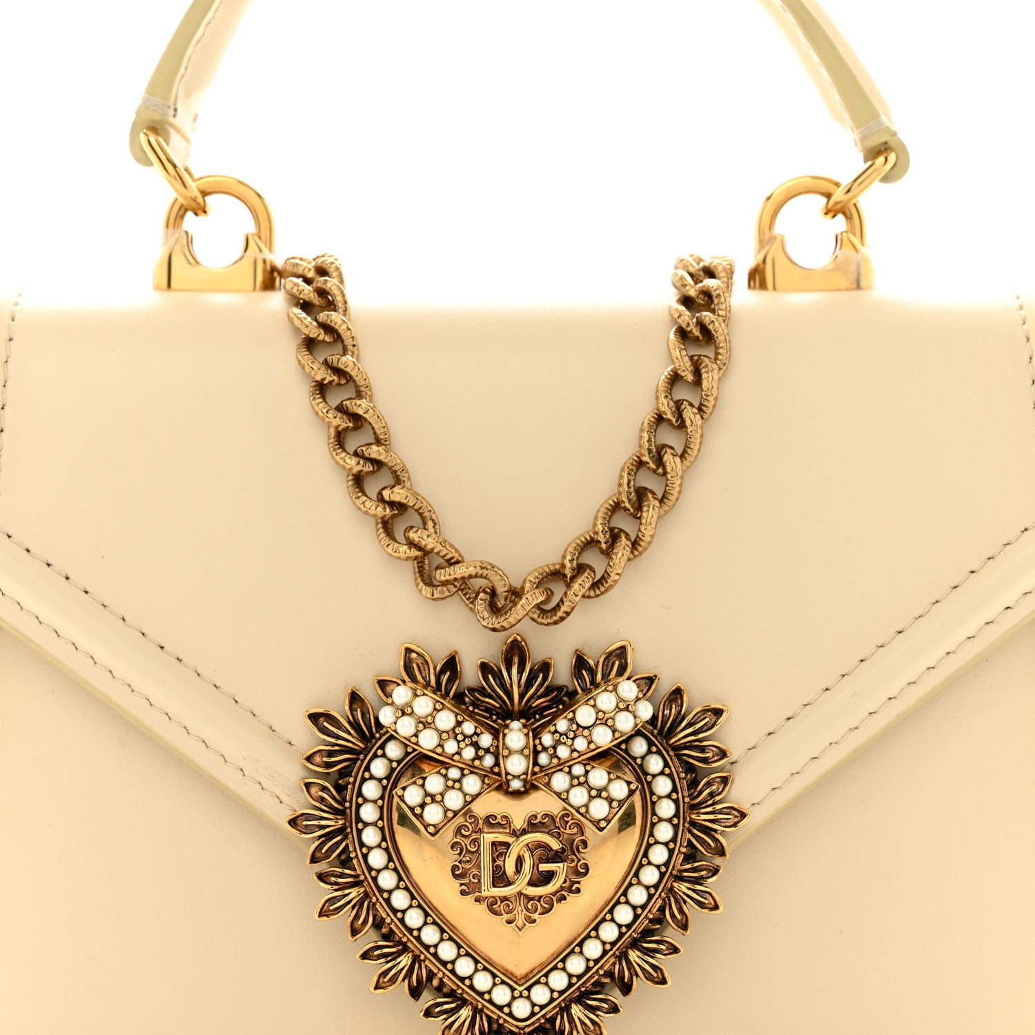 Dolce & Gabbana Smooth Calfskin Small Devotion Envelope Top Handle Bag Light Beige 7 of 11