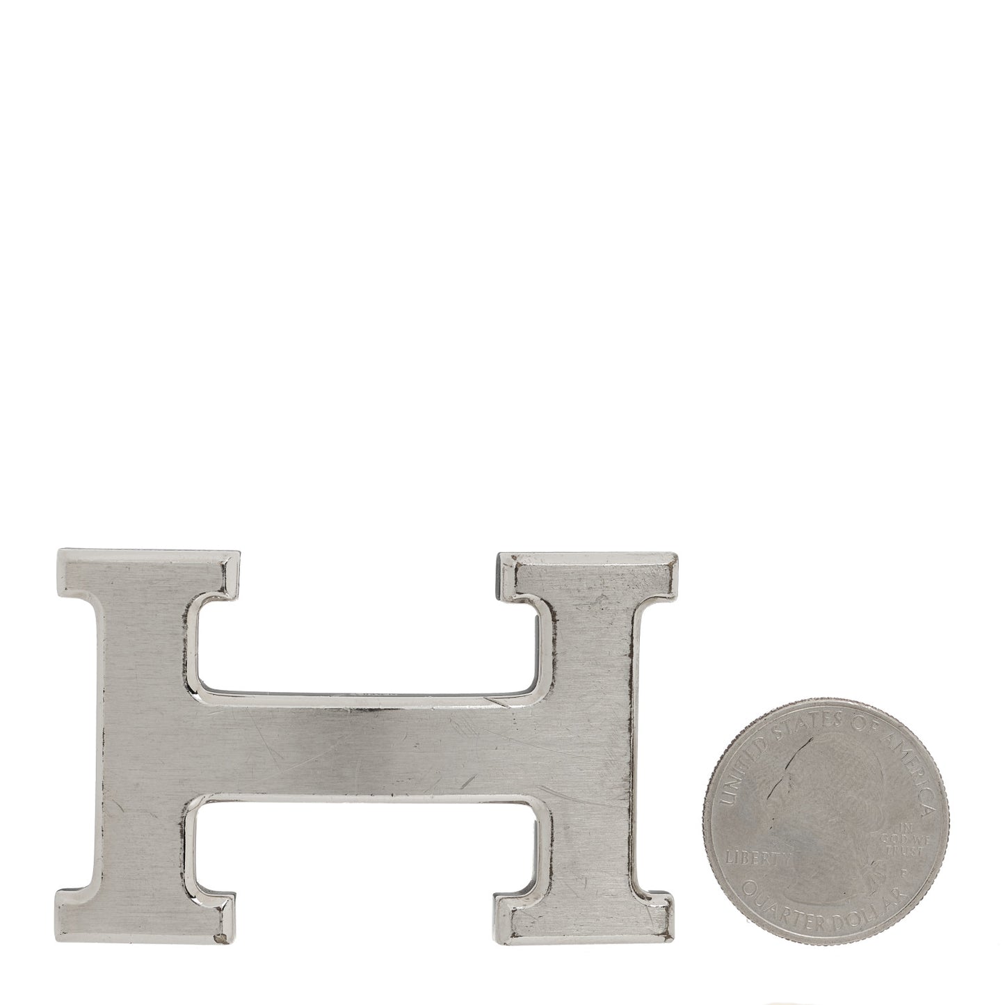 Polished Palladium 32mm H Belt Buckle Silver