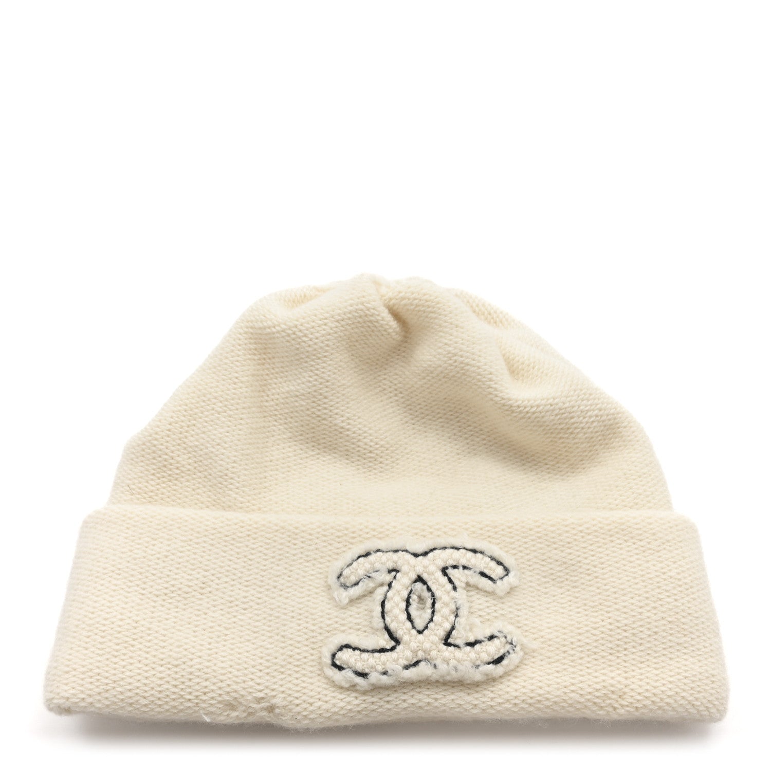 Chanel Cashmere CC Beanie Hat White 1 of 5