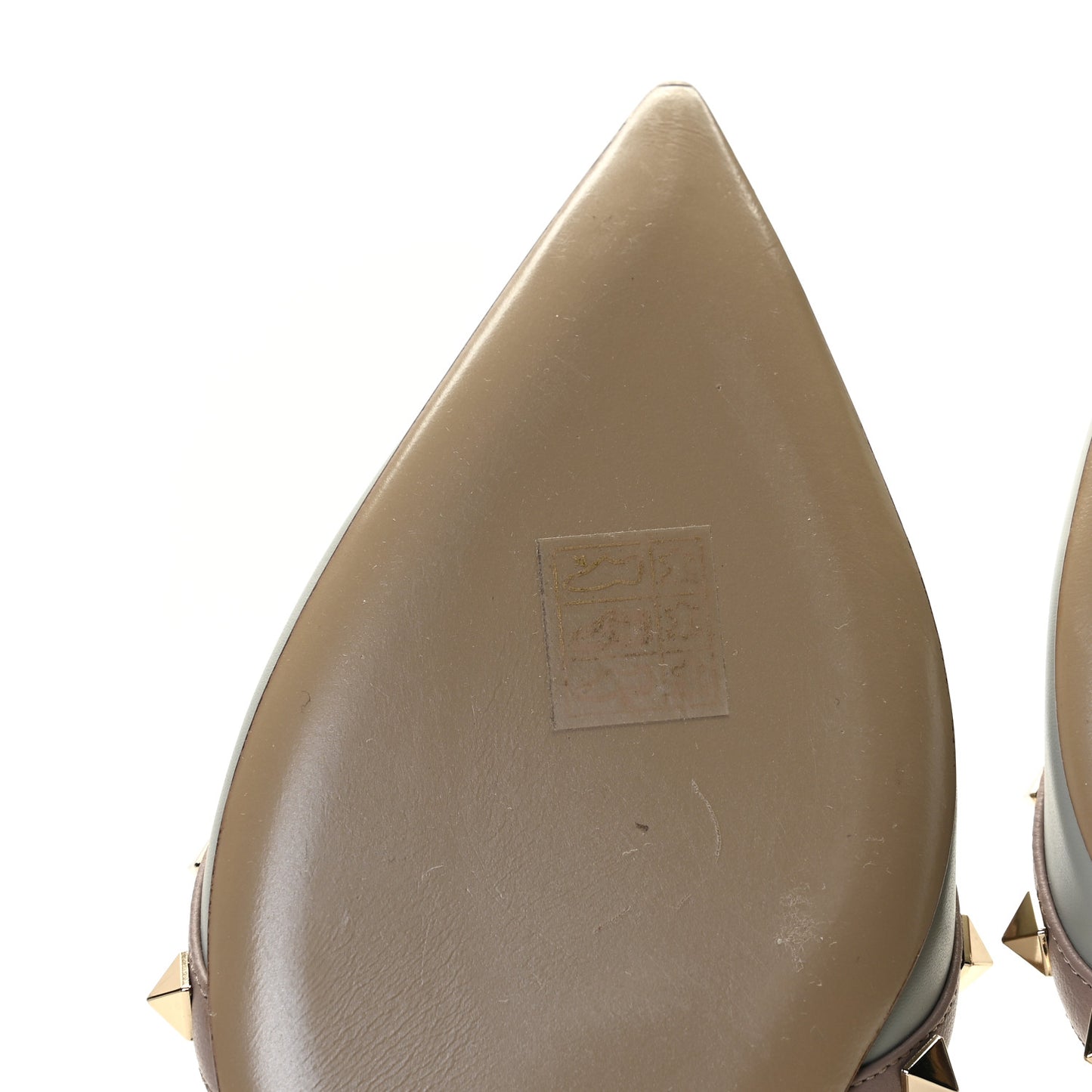 Calfskin Rockstud Flat Cage Mules 38 Opal Grey Poudre