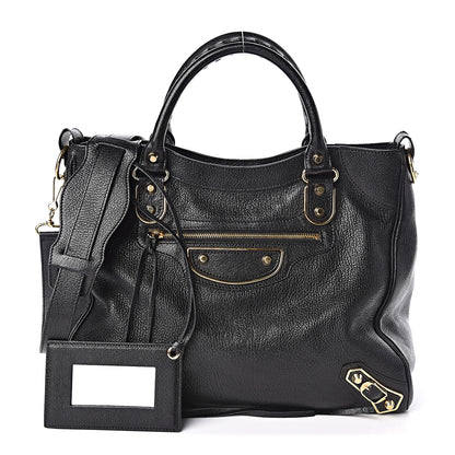 Balenciaga Chevre Gold Metallic Edge Hardware Velo Black 1 of 16
