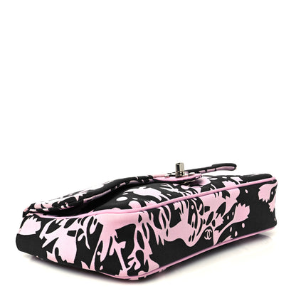 Chanel Printed Fabric East West Flap Black Pink 4 of 13
