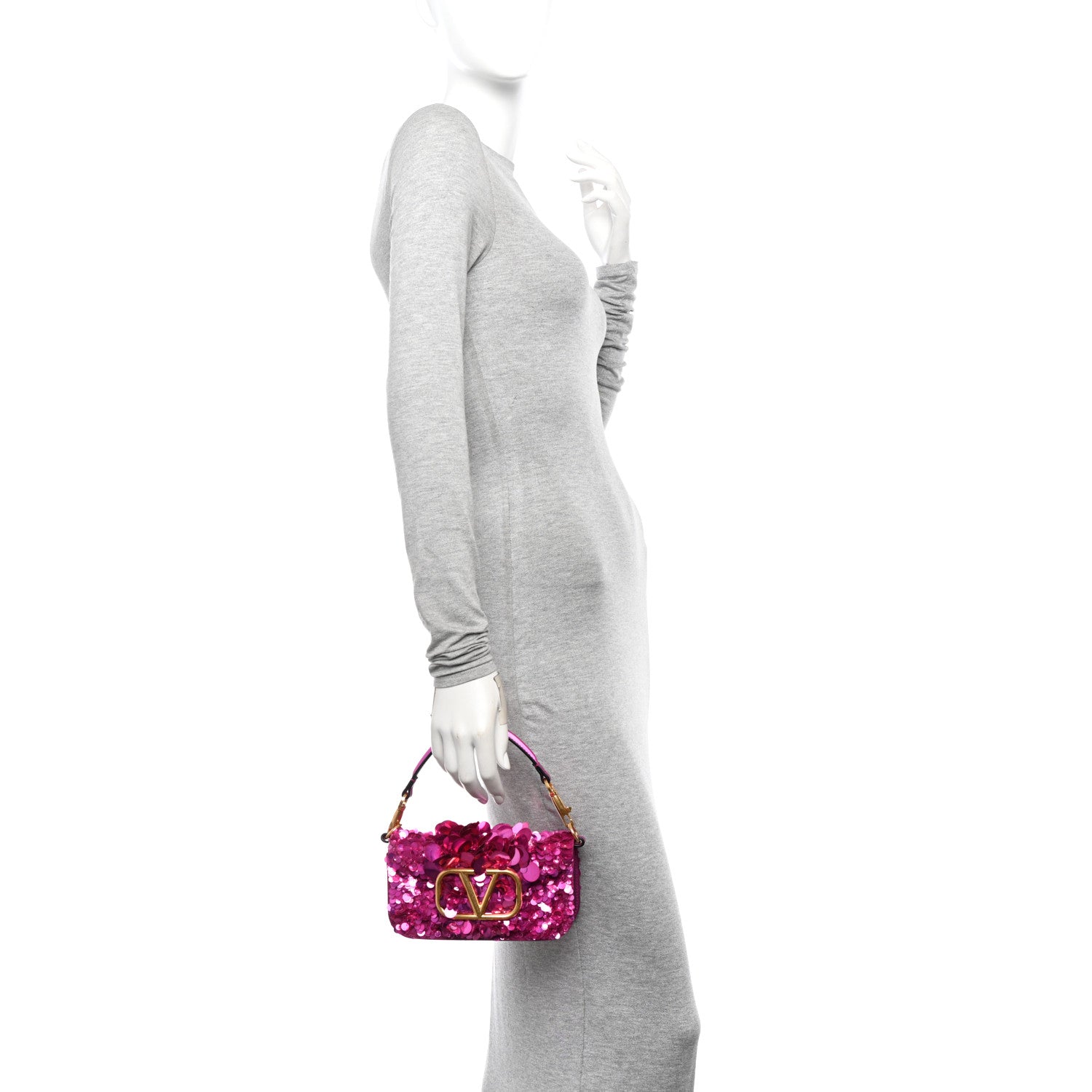 Valentino Garavani Sequin Vlogo Embroidered Small Loco Shoulder Bag Pink PP 2 of 10