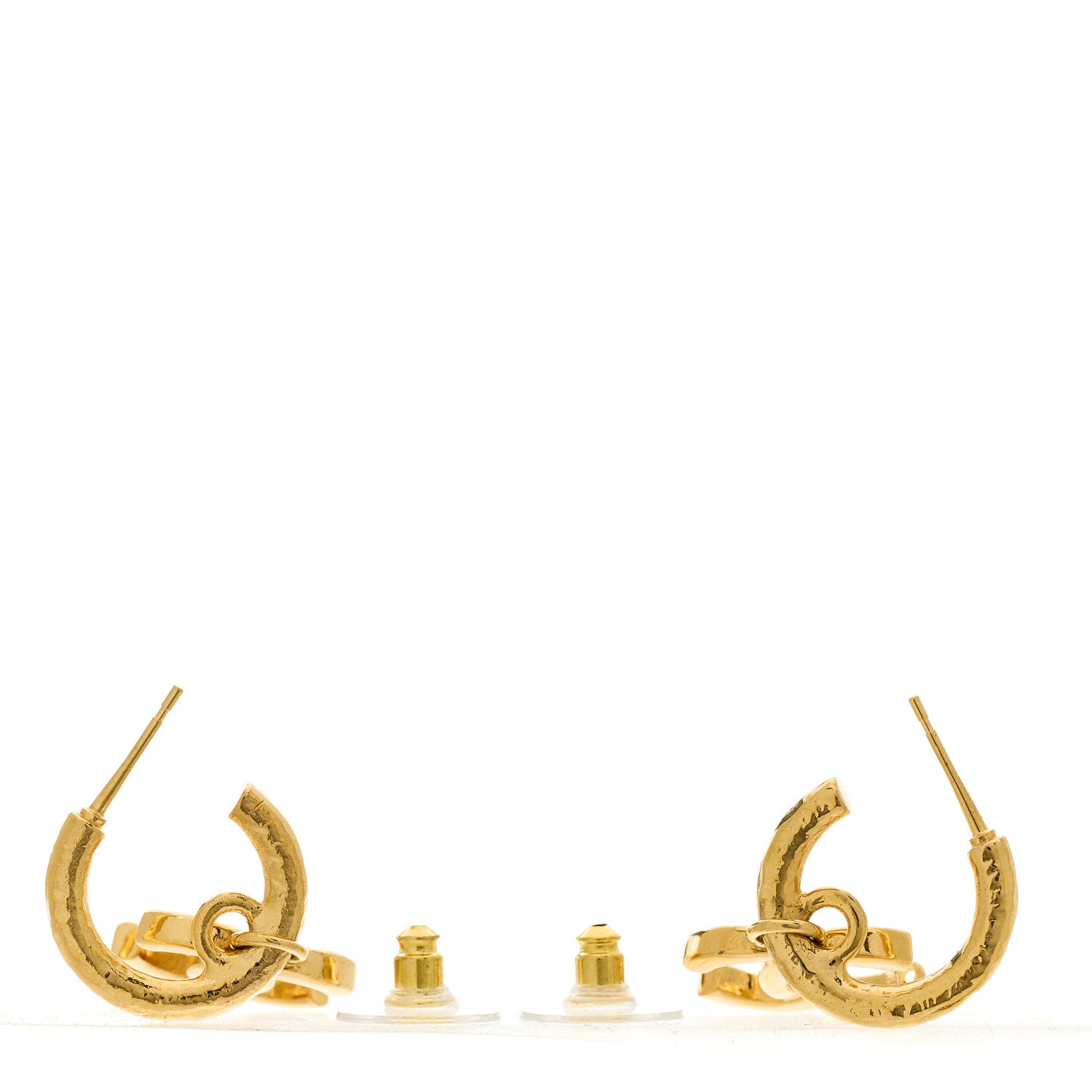 Chanel CC Hoop Drop Earrings Gold 3 of 5