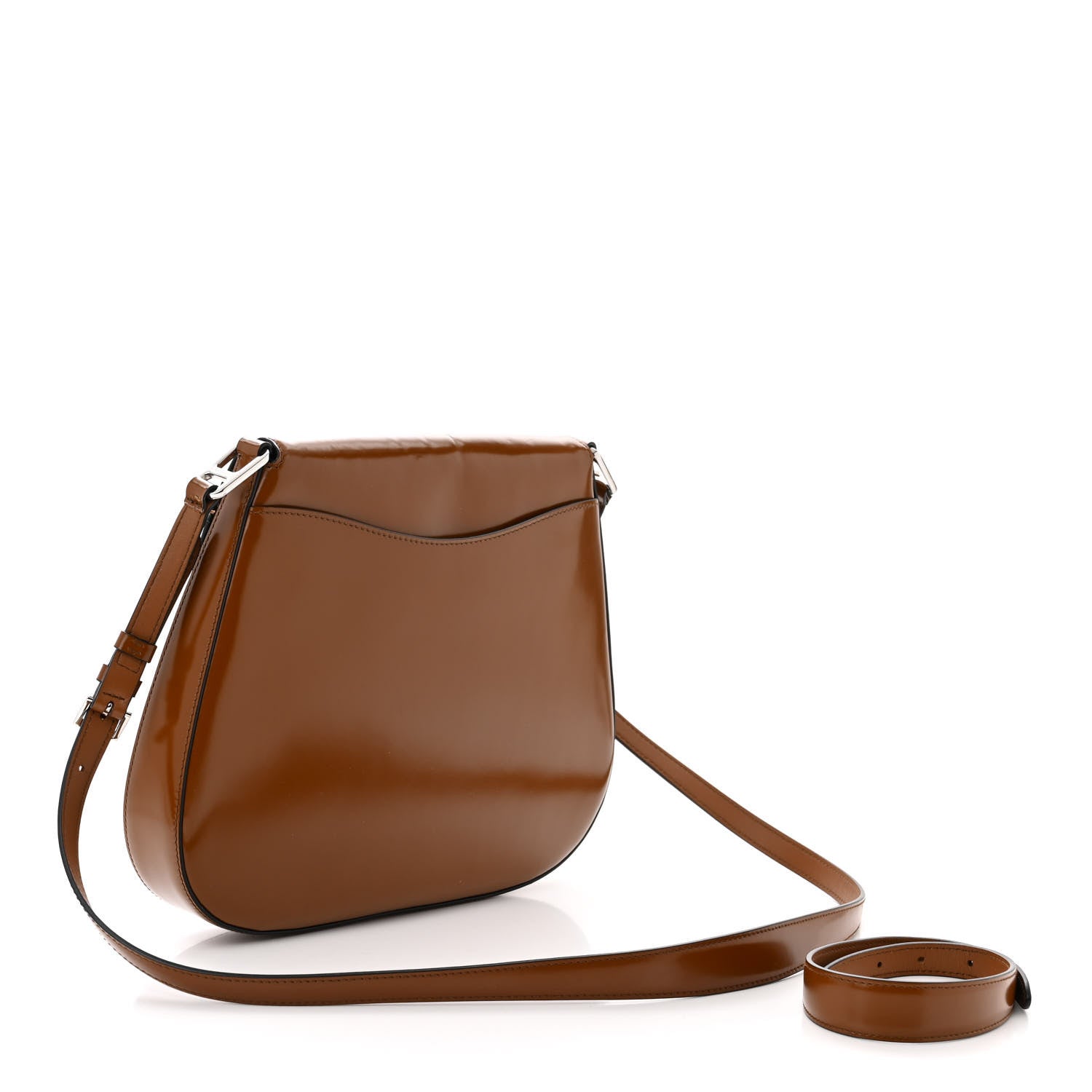 Prada Spazzolato Cleo Flap Adjustable Strap Shoulder Bag Tobacco 3 of 13