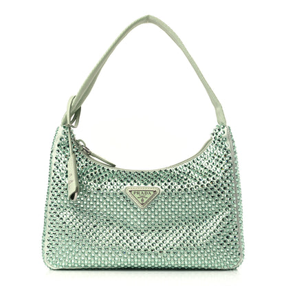 Prada Satin Crystal Mini Re-Edition 2000 Bag Acqua 1 of 10