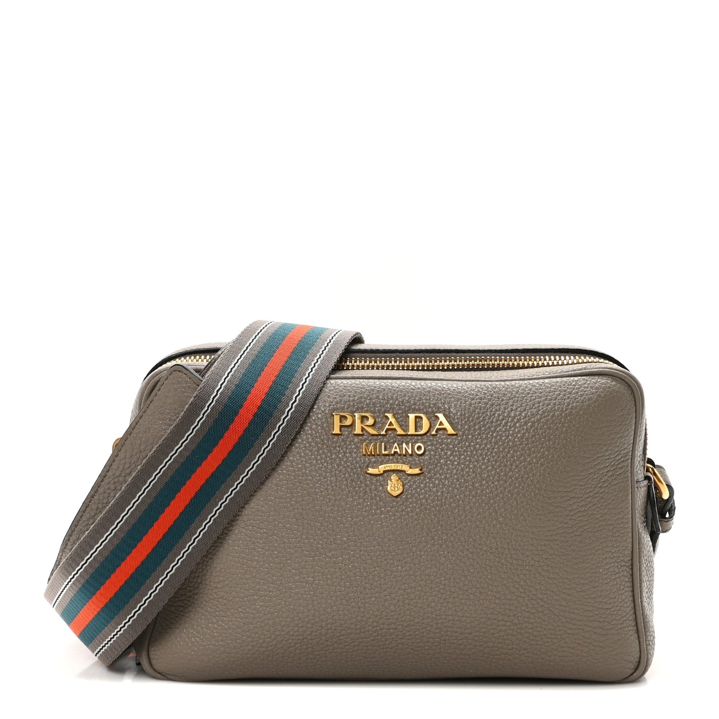 Vitello Daino Medium Double Zip Shoulder Bag Argilla