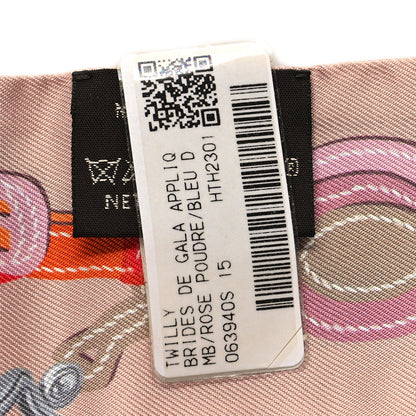 Hermes Silk Brides De Gala Applique Pique Twilly Rose Poudre Bleu 3 of 4