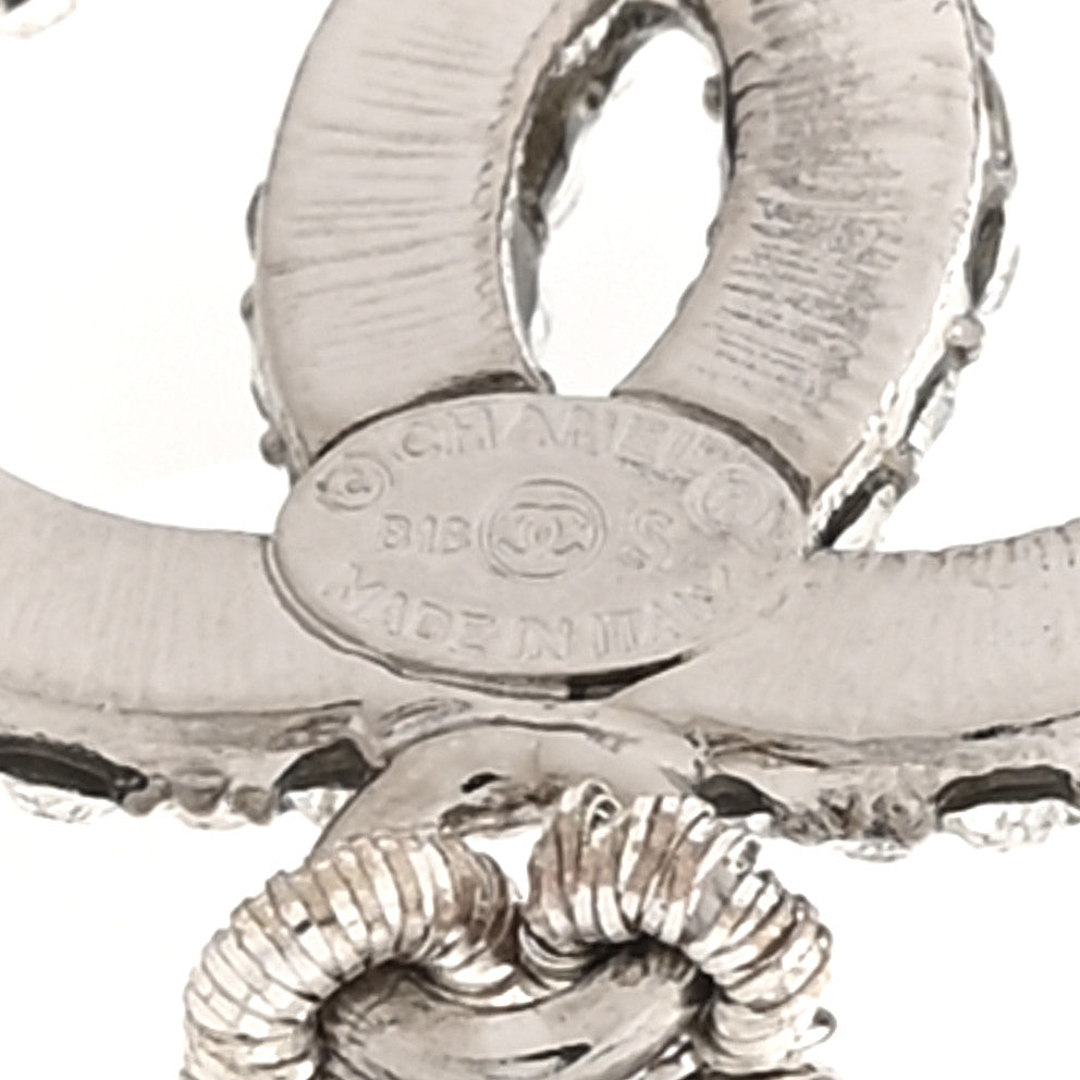 Chanel Crystal CC Ball Drop Earrings Silver 4 of 5