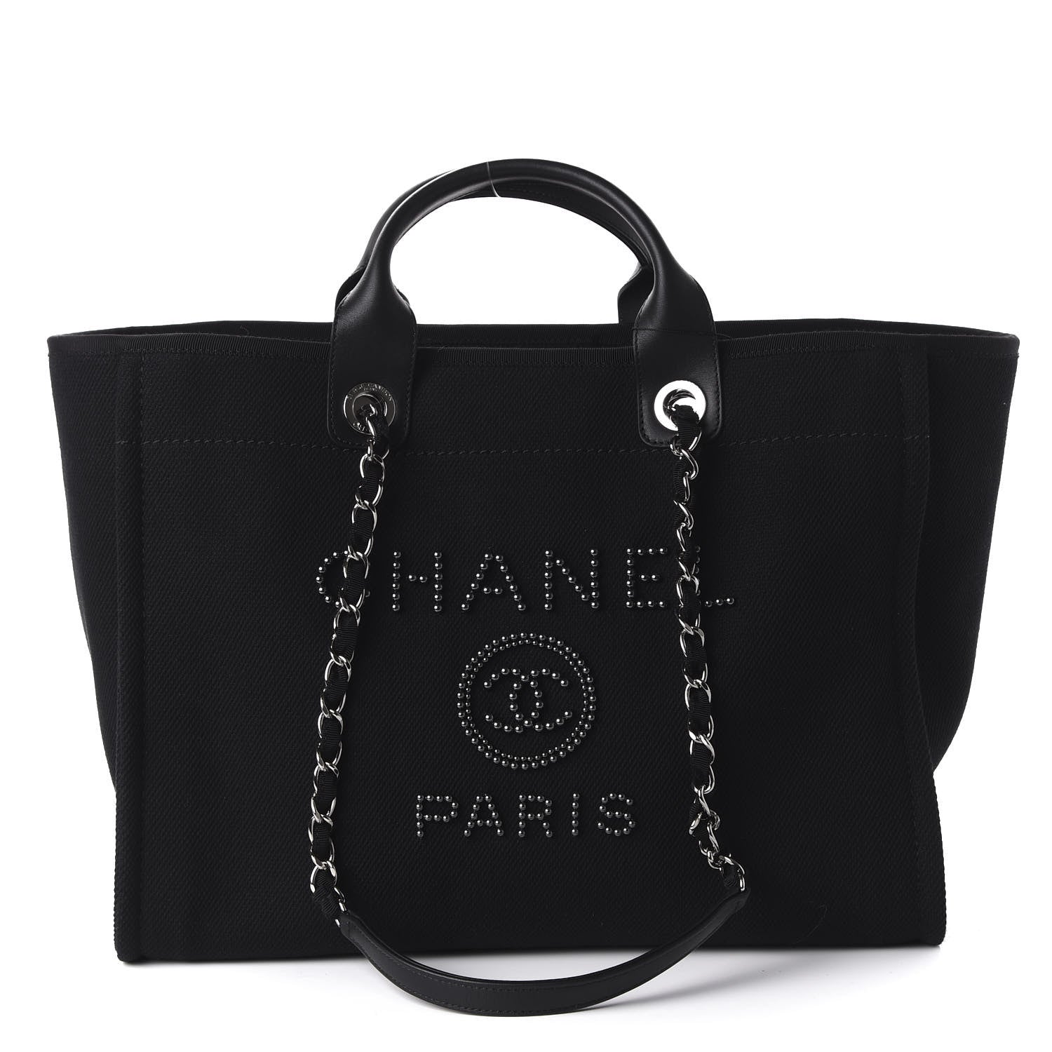 Chanel Canvas Pearl Medium Deauville Tote Black 1 of 11