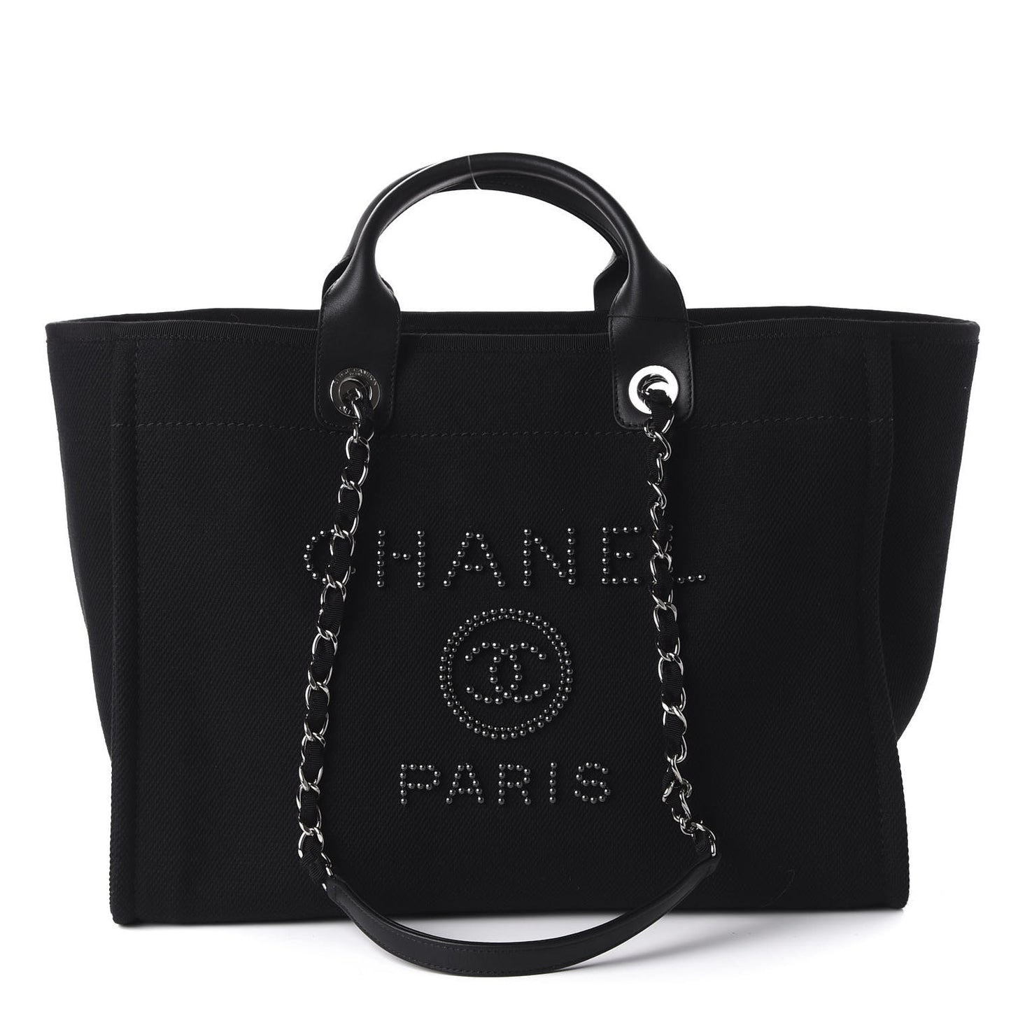 Canvas Pearl Medium Deauville Tote Black