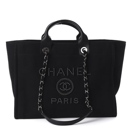 Chanel Canvas Pearl Medium Deauville Tote Black 1 of 11