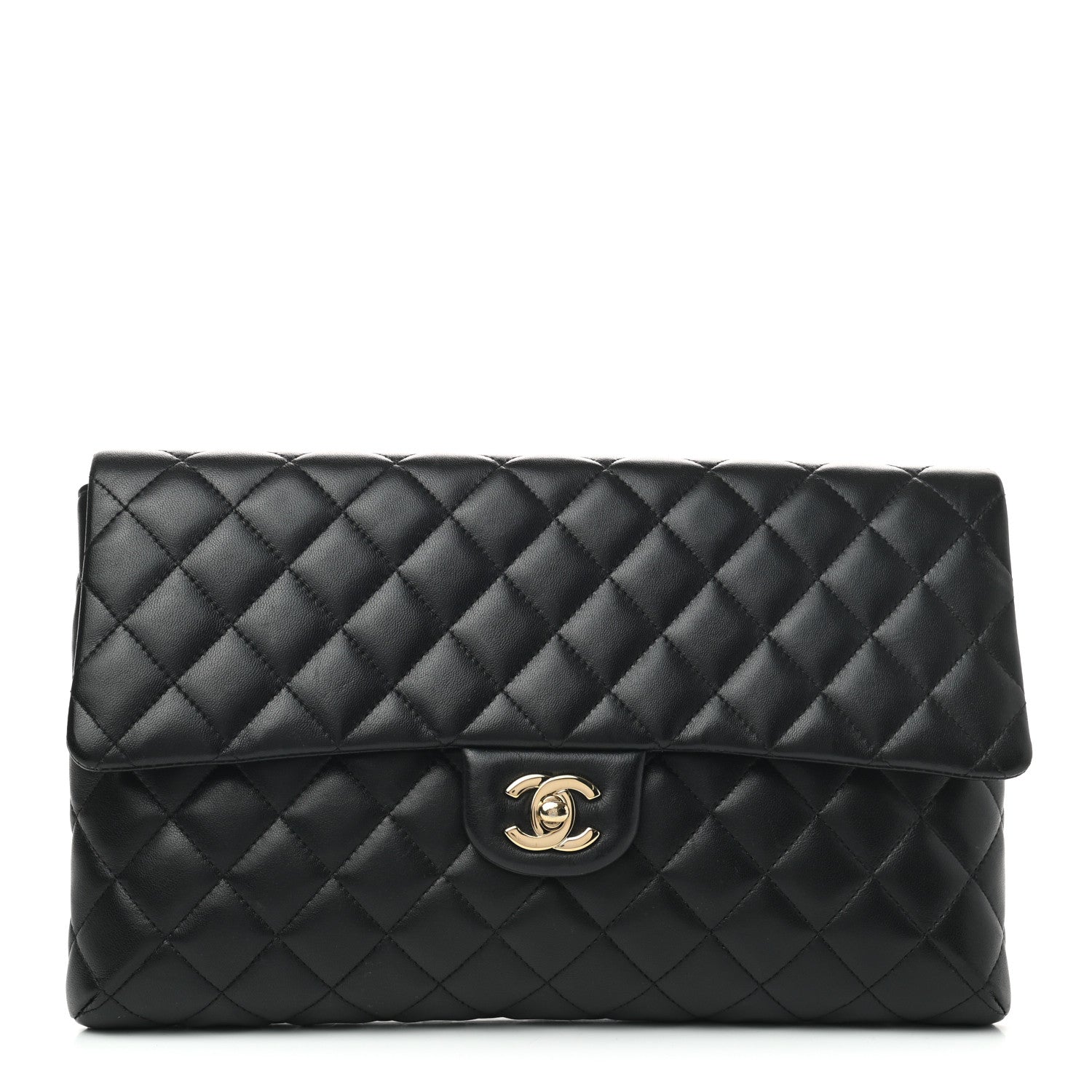 Chanel Lambskin Quilted Flap Clutch Black 1 of 7