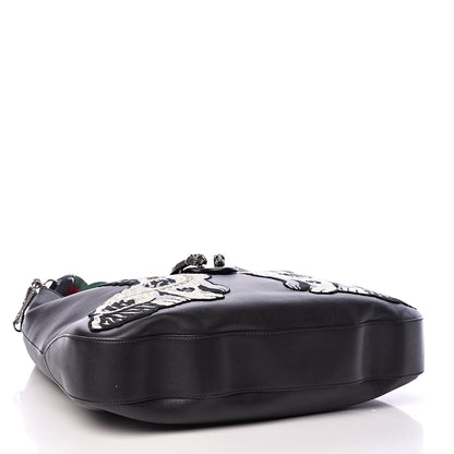 Gucci Calfskin Web Dog Embroidered Large Dionysus Hobo Black 4 of 11