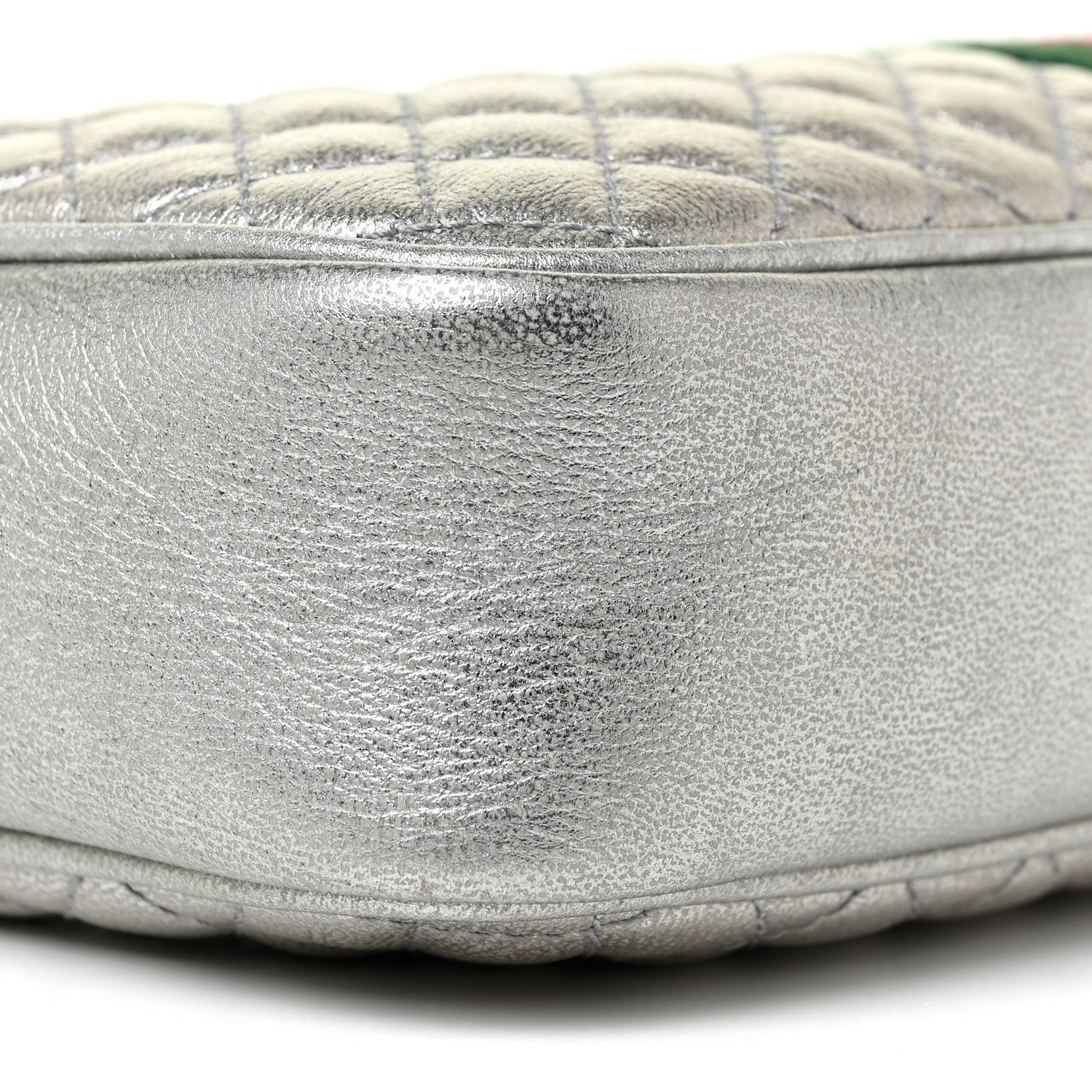 Gucci Laminated Nappa Web Trapuntata Small GG Shoulder Bag Argento 5 of 9