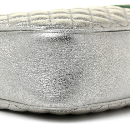 Gucci Laminated Nappa Web Trapuntata Small GG Shoulder Bag Argento 5 of 9