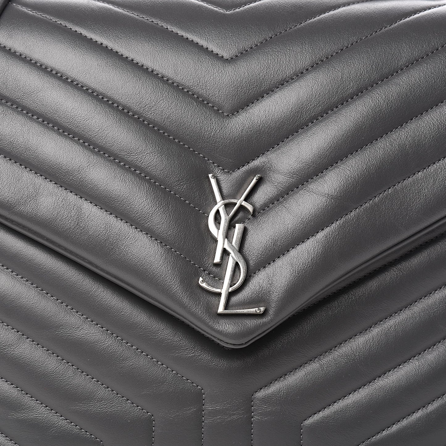 Calfskin Y Quilted Monogram Large Loulou Chain Satchel Storm