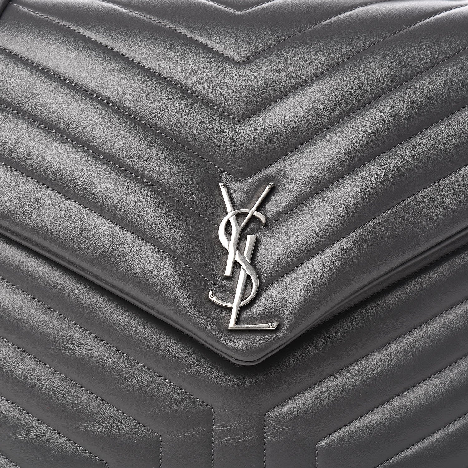 Saint Laurent Calfskin Y Quilted Monogram Large Loulou Chain Satchel Storm 10 of 10
