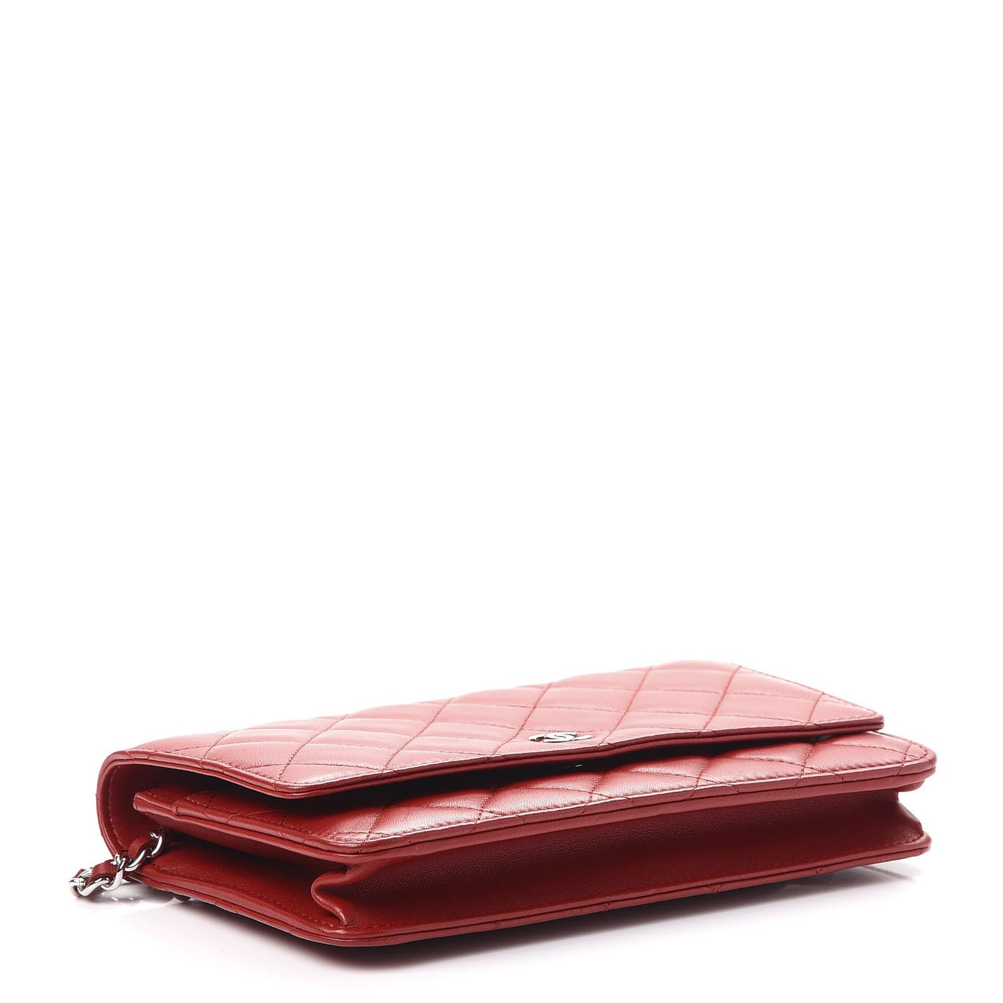 Lambskin Quilted Wallet On Chain WOC Red