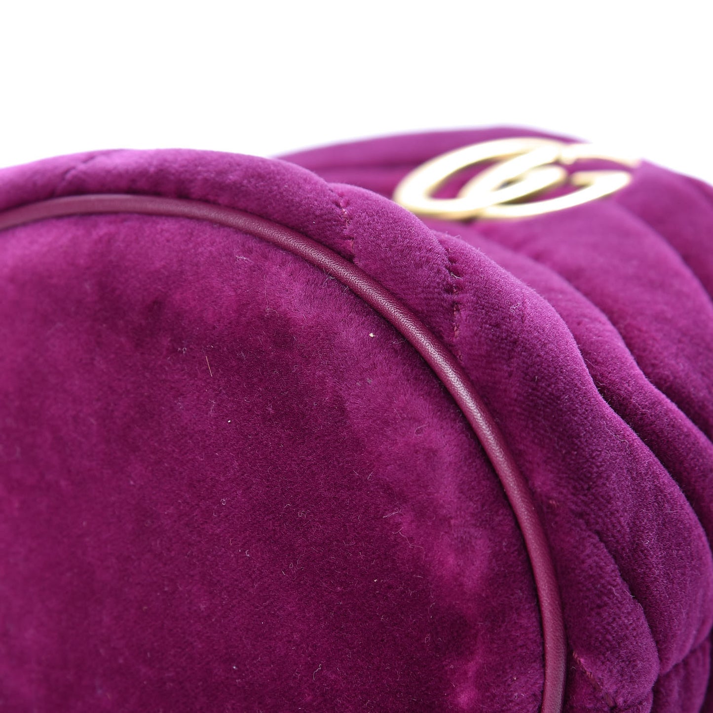 Velvet Matelasse Mini GG Marmont 2.0 Bucket Bag Fuchsia Violet Cyclamen