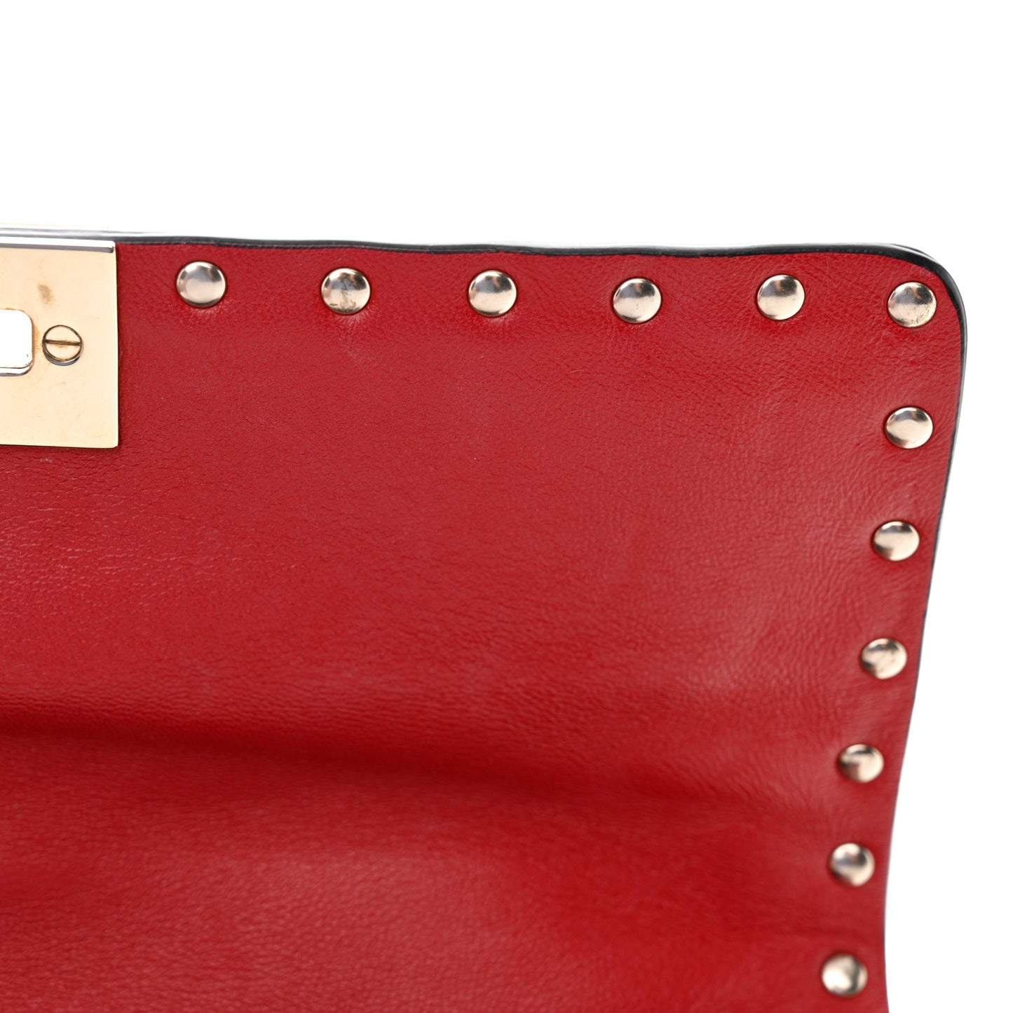 Lambskin Medium Rockstud Spike Shoulder Bag Red
