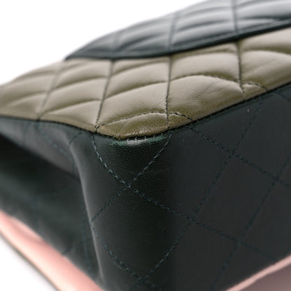 Chanel Lambskin Quilted Tri-Color Medium Double Flap Green Pink 10 of 11