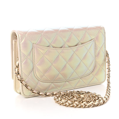 Chanel Iridescent Lambskin Quilted Wallet On Chain WOC Ivory 3 of 12