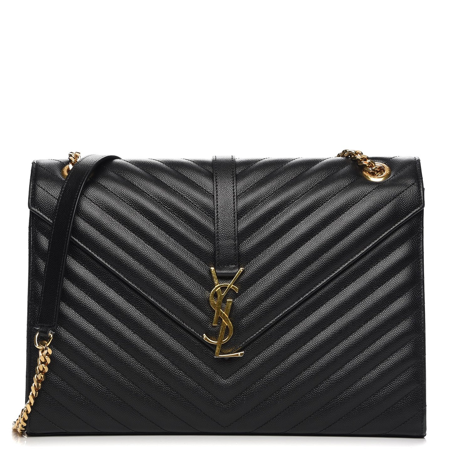 Grain De Poudre Matelasse Chevron Large Monogram Satchel Black