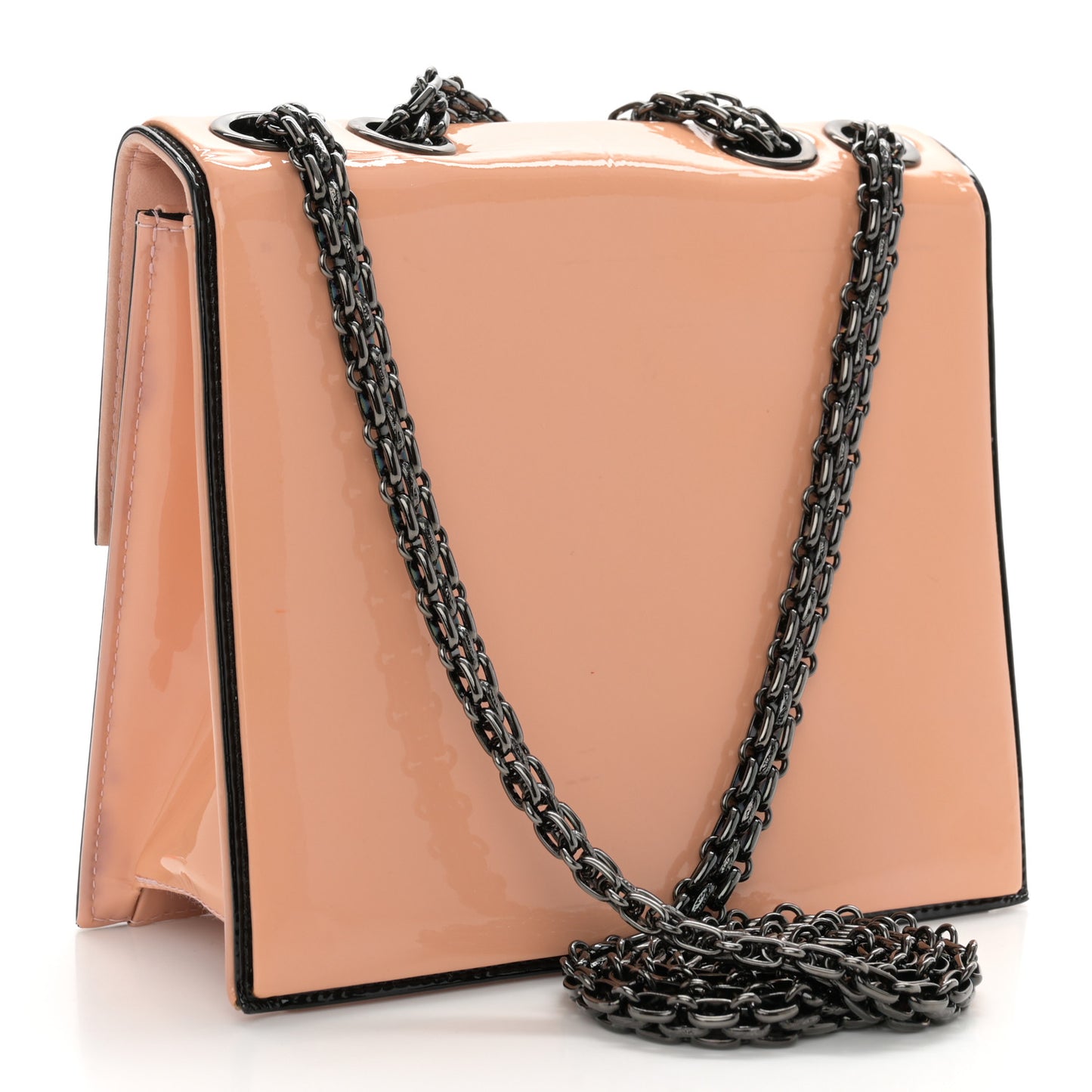 Patent Mademoiselle Flap Beige Black