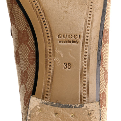 Gucci Canvas GG Monogram Horsebit Womens Jordaan Loafers 38 Beige Ruggine Rust 8 of 12