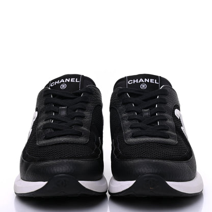 Chanel Calfskin Mesh Lycra Suede Womens Logo Sneakers 41.5 Black 2 of 16