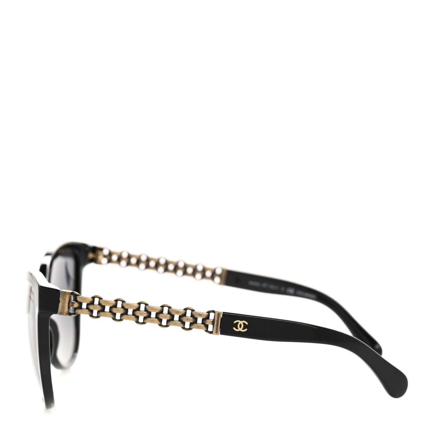 Acetate Polarized Cat Eye Chain Sunglasses 5326 Black