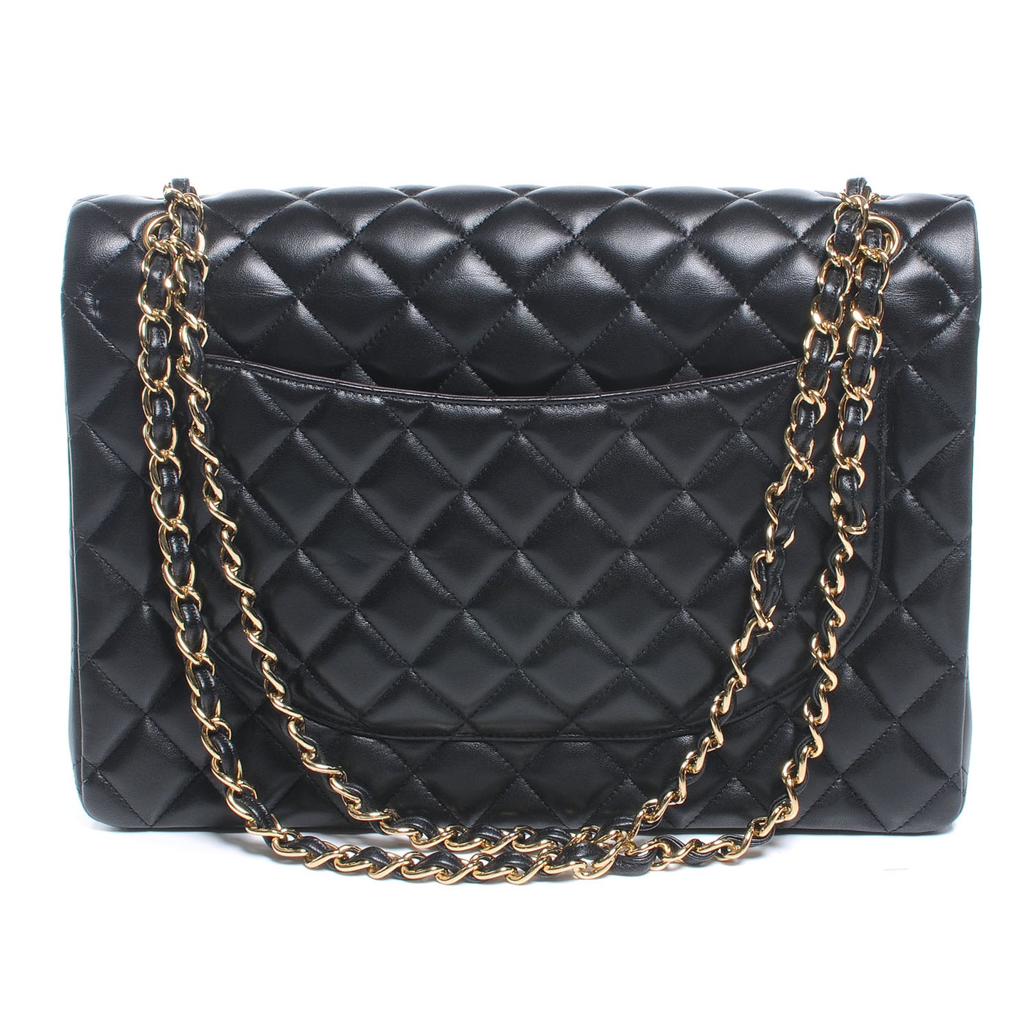 Lambskin Quilted Maxi Double Flap Black