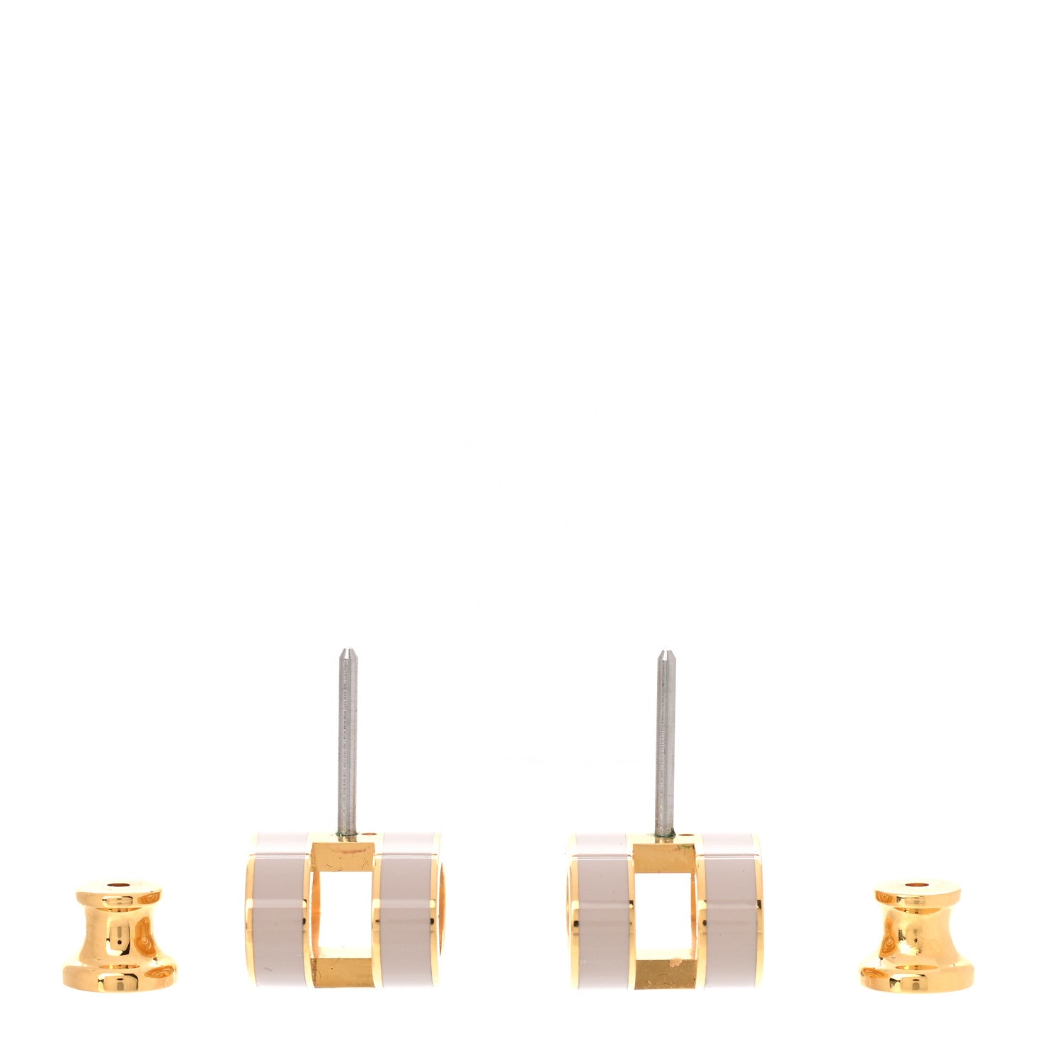 Hermes Gold Lacquered Pop H Earrings Marron Glace 3 of 7
