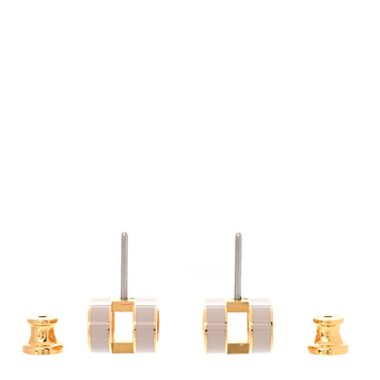 Hermes Gold Lacquered Pop H Earrings Marron Glace 3 of 7