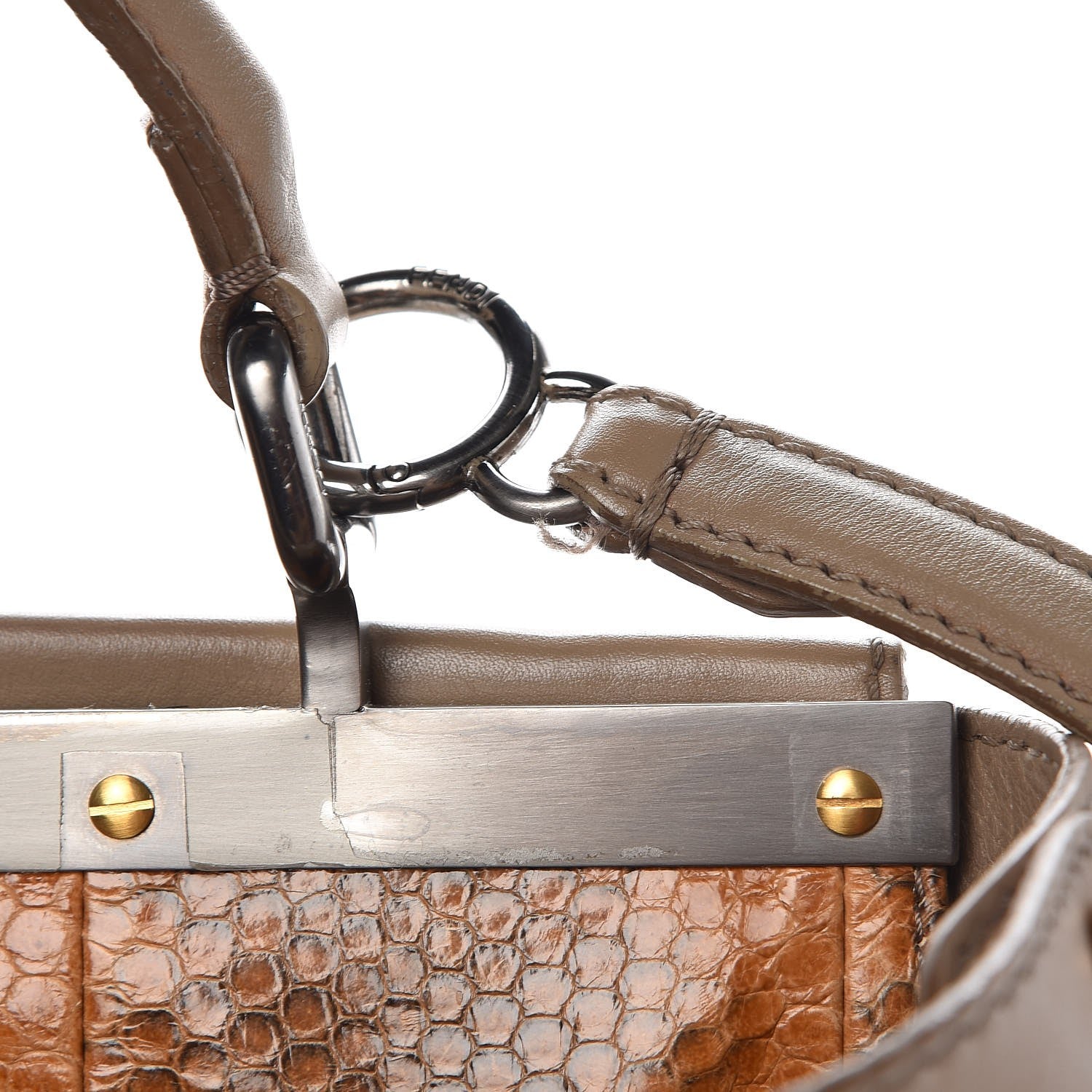 Fendi Vitello Saddle Ayers Large Peekaboo Iconic Satchel Argilla Saddle 14 of 23