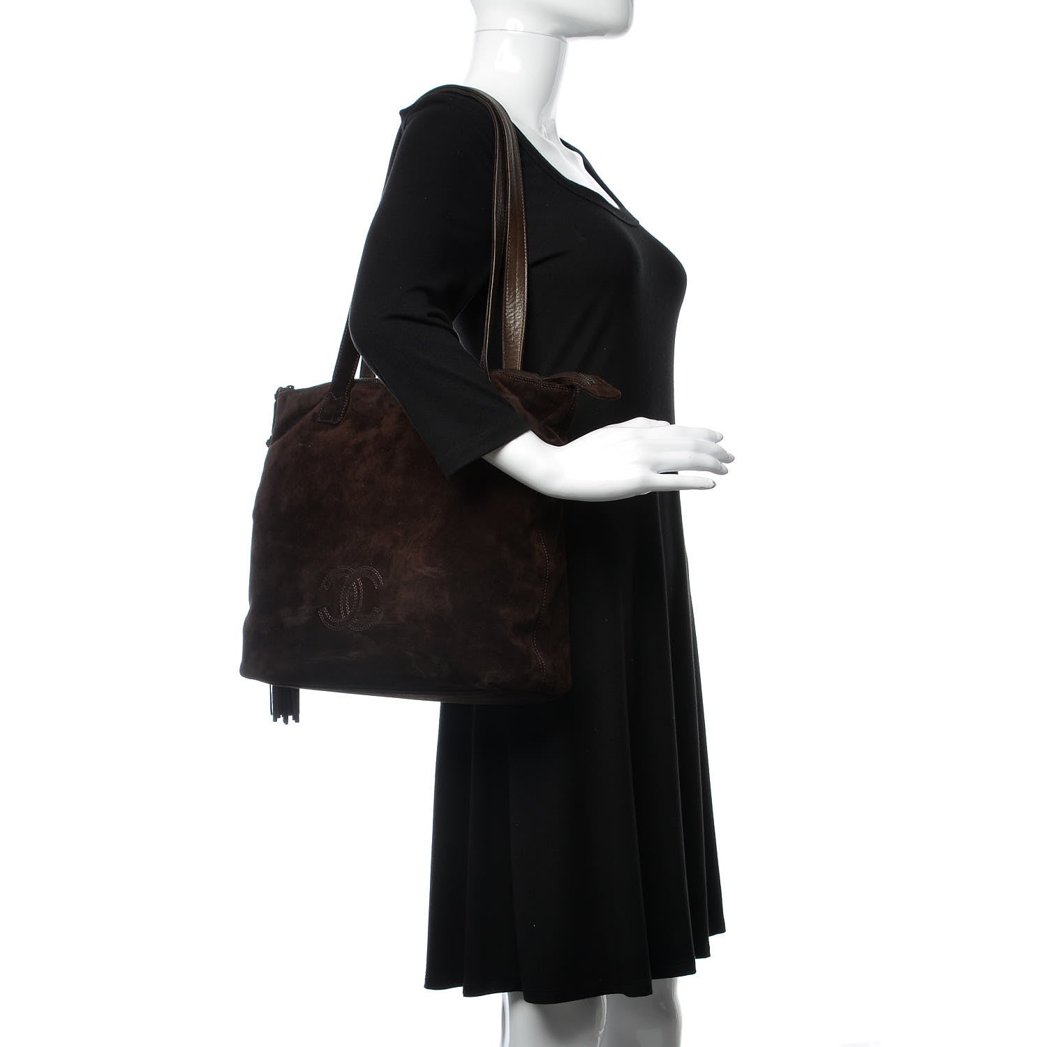 Chanel Suede CC Tassel Shoulder Bag Brown 2 of 10