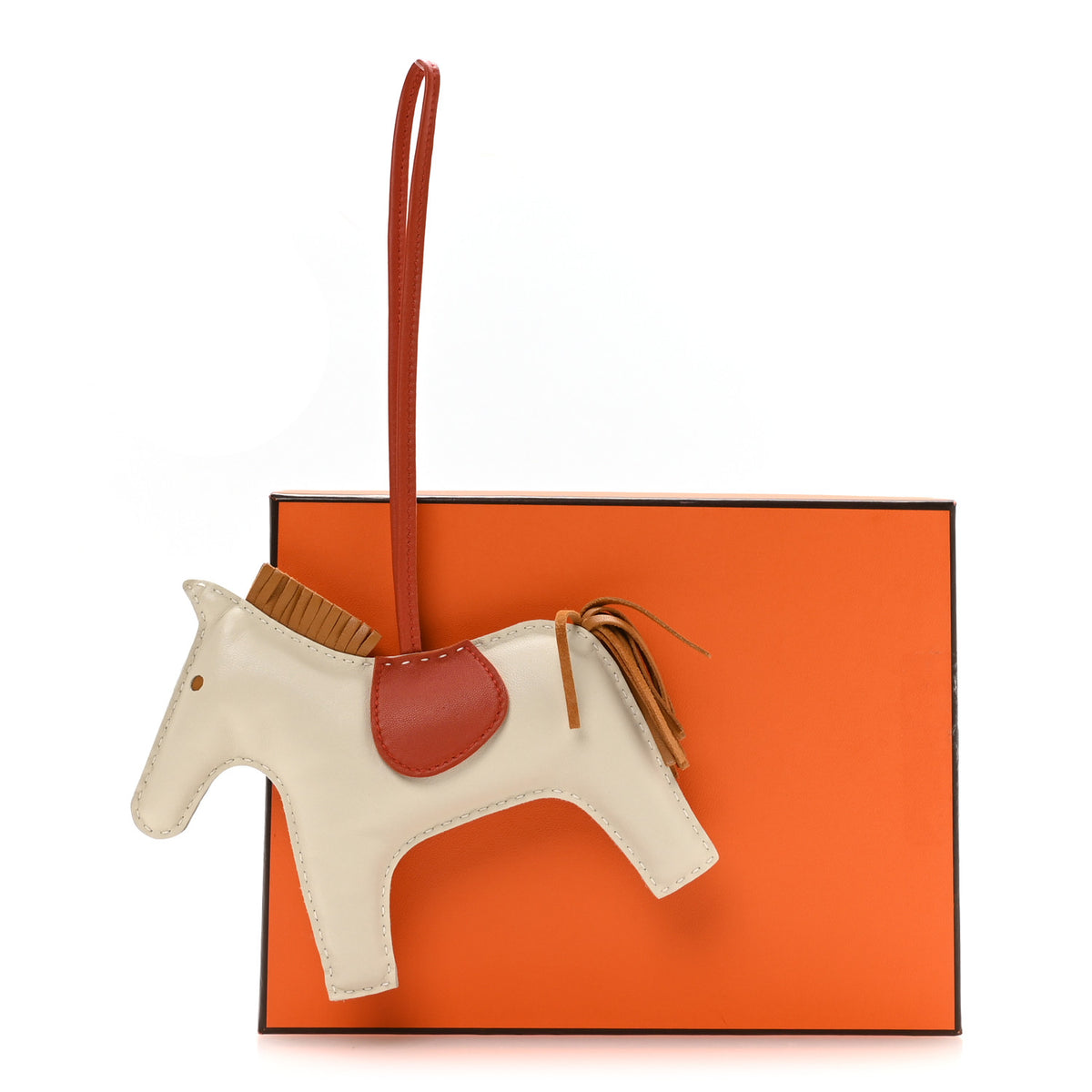 Milo Lambskin Grigri Rodeo Horse Bag Charm GM Craie Sesame Cornaline