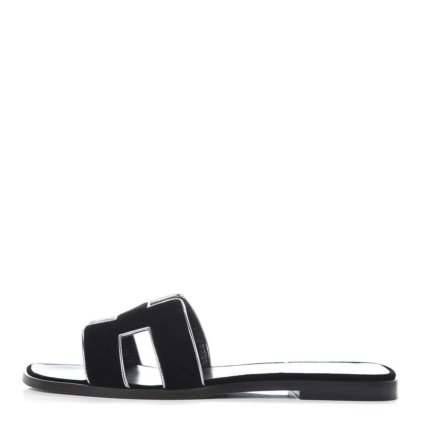 Velvet Nappa Oran Sandals 39 Black Argent Vieilli