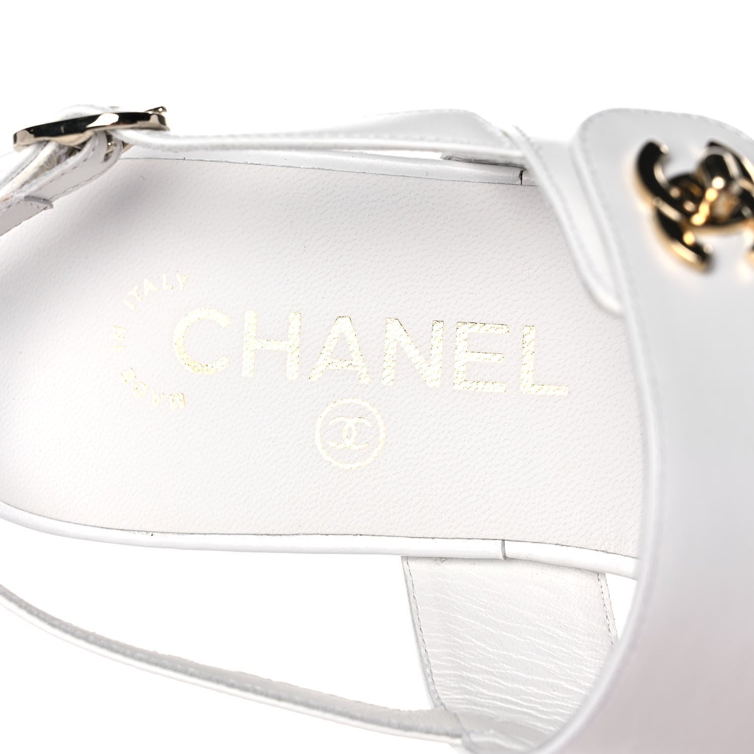 Chanel Lambskin CC Thong Sandals 38.5 White 7 of 8