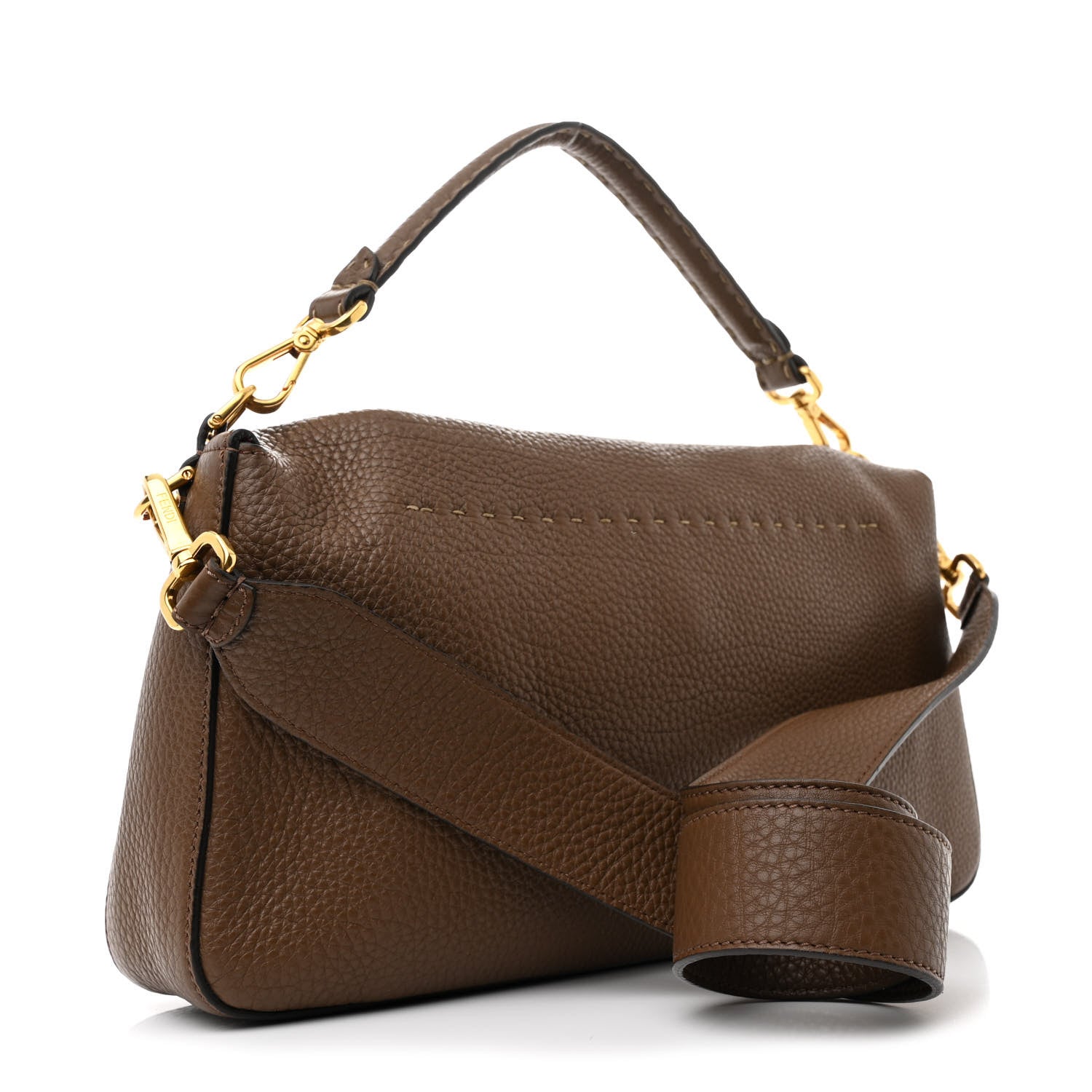 Fendi Cuoio Romano Selleria Large Baguette Fango Papavero 3 of 10