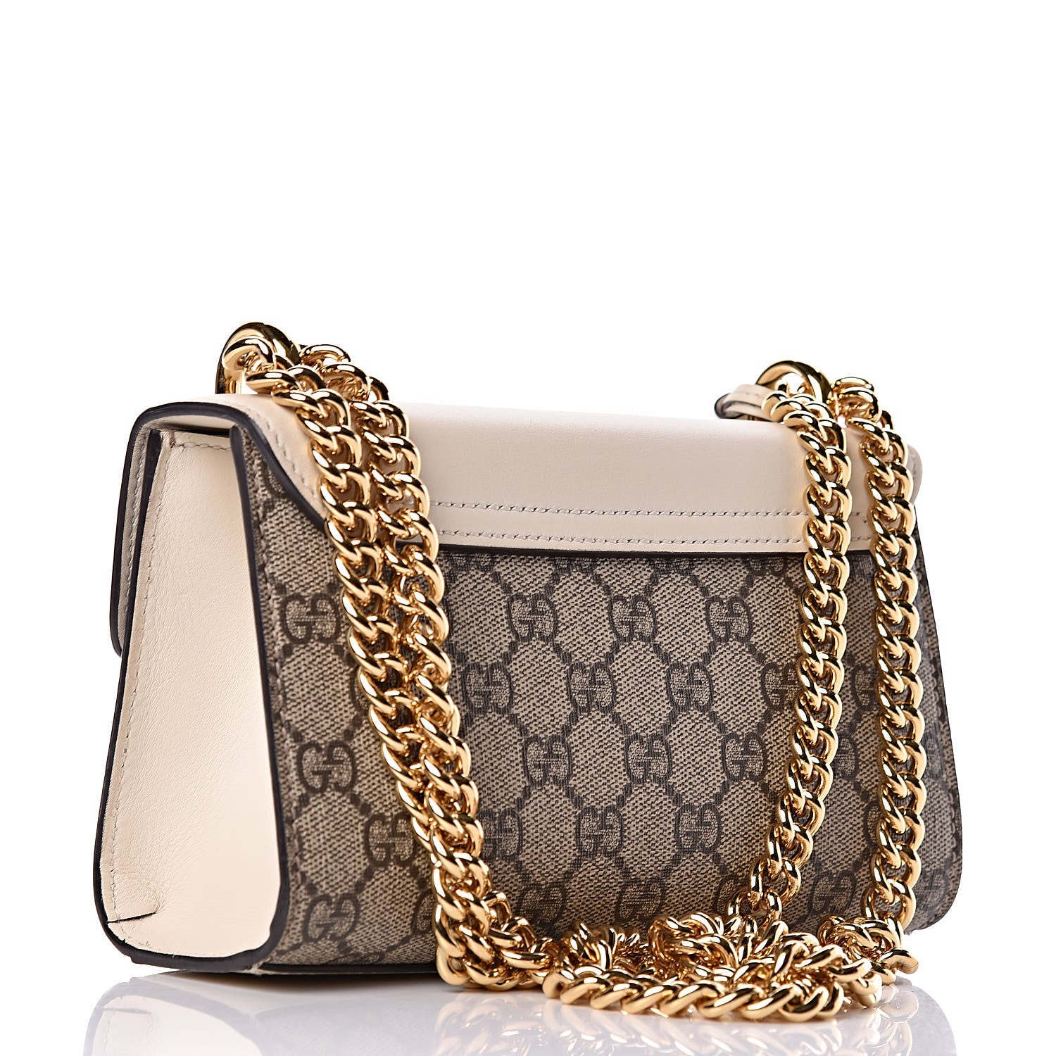 Gucci GG Supreme Monogram Studded Small Padlock Shoulder Bag White 3 of 10