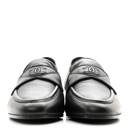 Chanel Calfskin Womens Stitched CC Loafers 35.5 Black 2 of 10