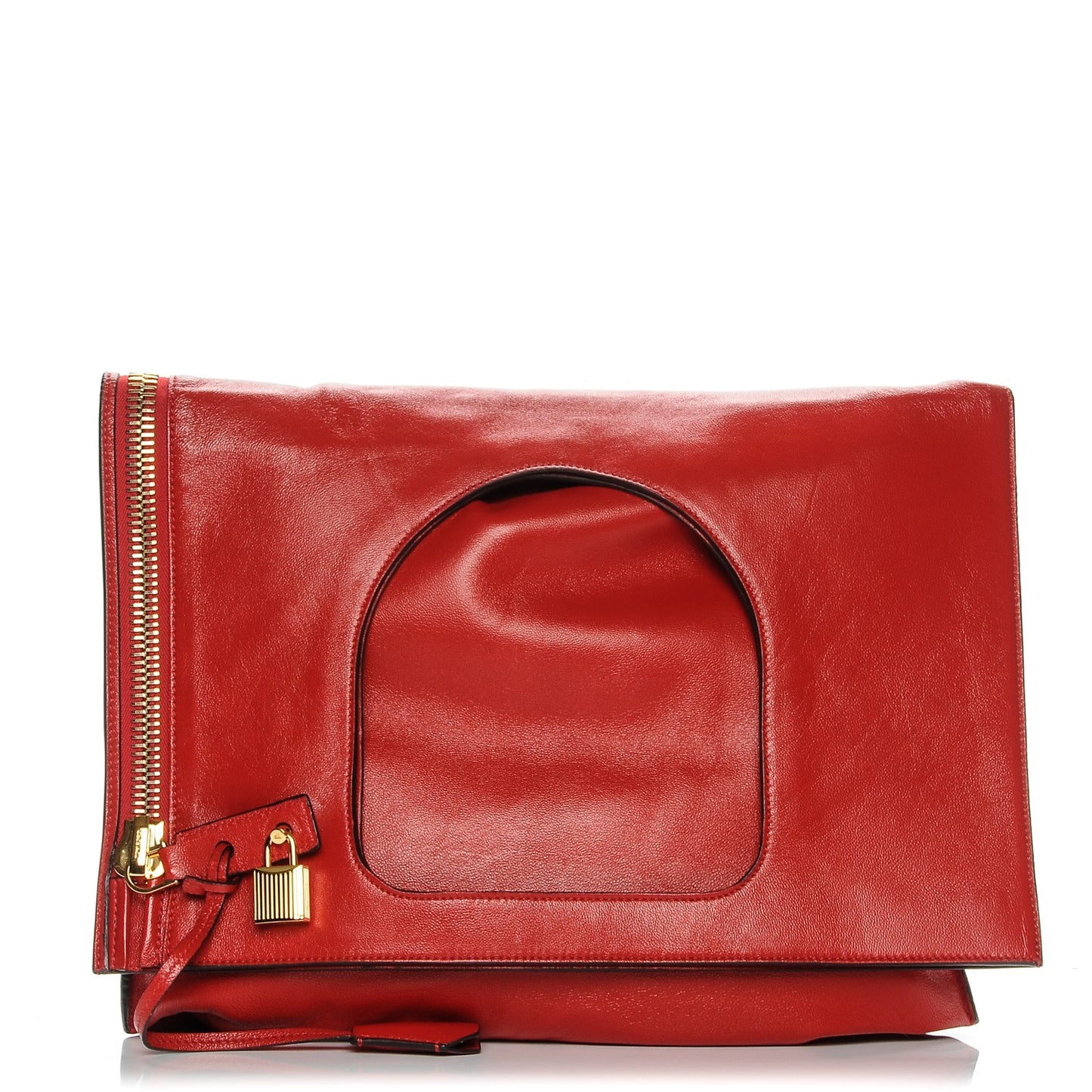 Ramskin Large Alix Padlock Zip Shoulder Bag Flame Red