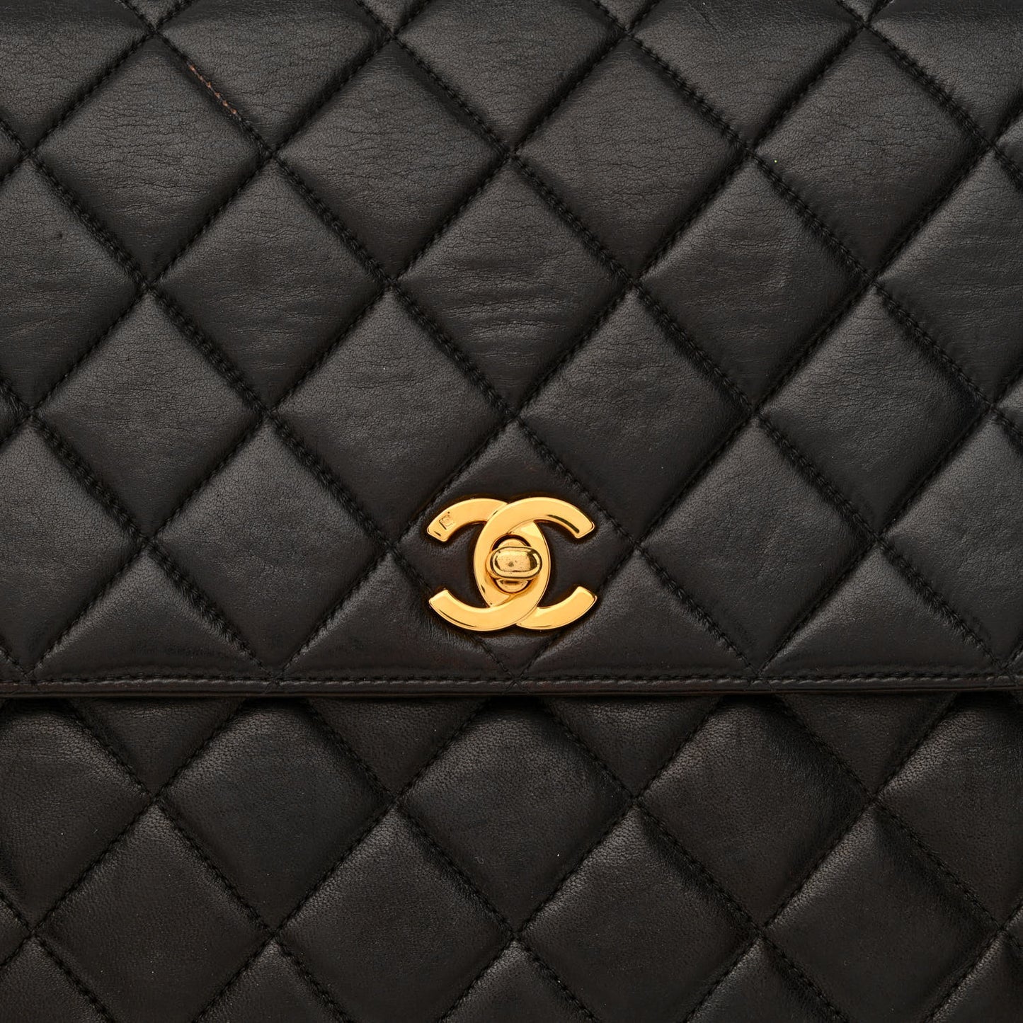 Lambskin Quilted CC Flap Shoulder Bag Black